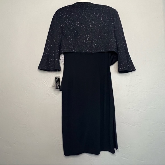 NWT Alex Evenings Black Gunmetal Midi Tank Dress with Glitter Jacket Size 8 - Picture 8 of 14